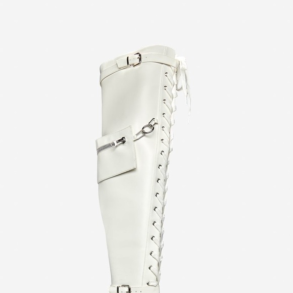 White over the knee heel boots - Picture 2 of 4